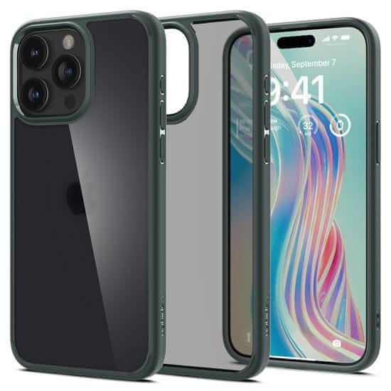 shumee Ultra Hybridní obal pro iPhone 15 Pro, tmavě zelený