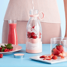 HOME & MARKER® Přenosný Smoothie Mixér, Smoothie Maker, Univerzální Bezdrátový Mixér (nabíjení přes USB) | JUCIFY Růžová