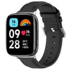 BStrap Leather řemínek na Xiaomi Redmi Watch 3 Active / Lite, black