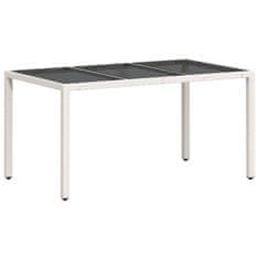 Vidaxl Zahradní stůl se skleněnou deskou bílý 150x90x75 cm polyratan