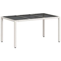 Vidaxl Zahradní stůl se skleněnou deskou bílý 150x90x75 cm polyratan