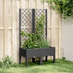 shumee Zahradní truhlík s treláží černý 80 x 40 x 142 cm PP
