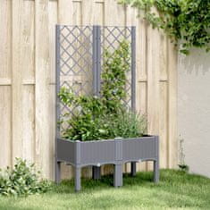 shumee Zahradní truhlík s treláží šedý 80 x 40 x 142 cm PP