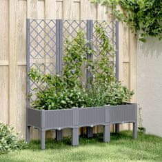 shumee Zahradní truhlík s treláží šedý 120 x 40 x 142 cm PP