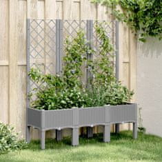 shumee Zahradní truhlík s treláží světle šedý 120 x 40 x 142 cm PP
