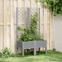 shumee Zahradní truhlík s treláží světle šedý 80 x 40 x 142 cm PP