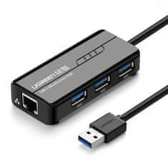 shumee HUB Síťový adaptér USB-A - RJ45 1000 Mbps / 3x USB 3.0 černý