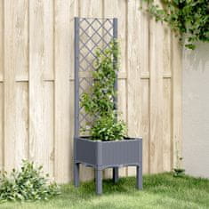 shumee Zahradní truhlík s treláží šedý 40 x 40 x 142 cm PP