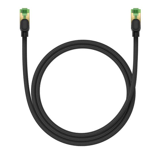 shumee Rychlý síťový kabel RJ45 cat.8 40Gbps LAN, opletený, 1m, černý