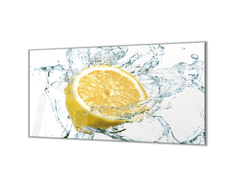 Glasdekor Ochranná deska ovoce citron ve vodě - Ochranná deska: 50x70cm, Lepení na zeď: S lepením na zeď