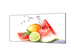 Glasdekor Ochranná deska čerstvé tropické ovoce - Ochranná deska: 50x50cm, Lepení na zeď: S lepením na zeď