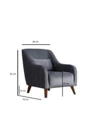 Atelier Del Sofa Křeslo Buhara - Dark Grey, Tmavá Šedá