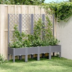 shumee Zahradní truhlík s treláží šedý 160 x 40 x 142 cm PP