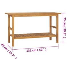 Vidaxl Koupelnová skříňka masivní teak 132 x 45 x 75 cm