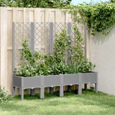 shumee Zahradní truhlík s treláží světle šedý 160 x 40 x 142 cm PP