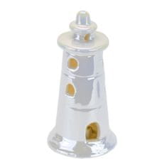 Dommio Maják keramický s LED osvětlením, bílá perleť, 14 cm