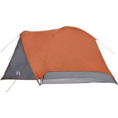 shumee Kempingový stan pro 4 šedý a oranžový 350x280x155 cm taft 190T