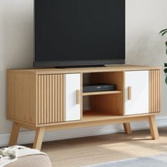 shumee TV skříňka OLDEN bílá a hnědá 114x43x57 cm masivní borové dřevo