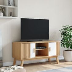 shumee TV skříňka OLDEN bílá a hnědá 114x43x57 cm masivní borové dřevo