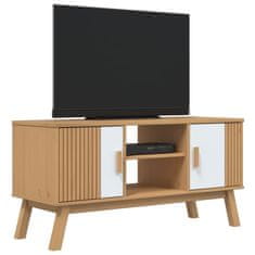 shumee TV skříňka OLDEN bílá a hnědá 114x43x57 cm masivní borové dřevo