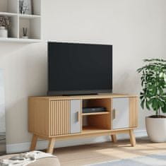 shumee TV skříňka OLDEN šedá a hnědá 114x43x57 cm masivní borové dřevo