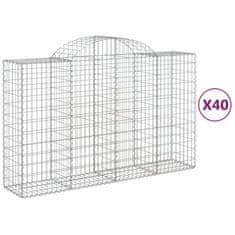 Vidaxl Klenuté gabionové koše 40ks 200x50x120/140cm pozinkované železo