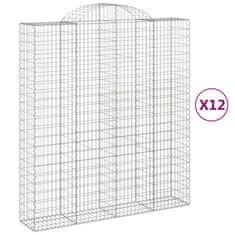 Vidaxl Klenuté gabionové koše 12ks 200x50x220/240cm pozinkované železo