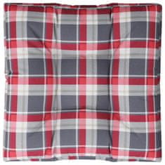 Vidaxl Poduška na palety červená károvaná 80 x 80 x 12 cm textil