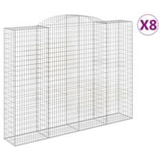 Vidaxl Klenuté gabionové koše 8 ks 300x50x220/240cm pozinkované železo