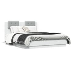 shumee Rám postele s čelem a LED osvětlením bílý 140 x 190 cm