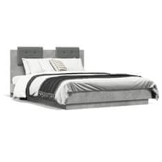 shumee Rám postele s čelem a LED osvětlením betonově šedý 140x190 cm