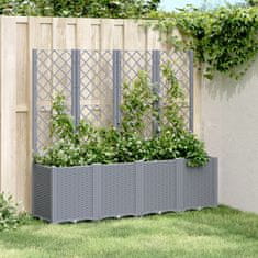 shumee Zahradní truhlík s treláží šedý 160 x 40 x 140 cm PP