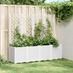 shumee Zahradní truhlík s treláží bílý 160 x 40 x 140 cm PP