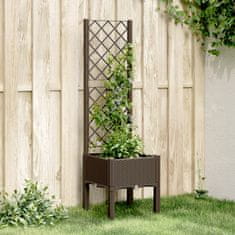 shumee Zahradní truhlík s treláží hnědý 40 x 40 x 142 cm PP