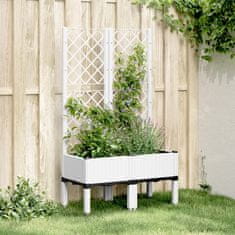shumee Zahradní truhlík s treláží bílý 80 x 40 x 142 cm PP