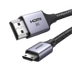 shumee Mini HDMI - HDMI 8K adaptérový kabel, 2m, šedý