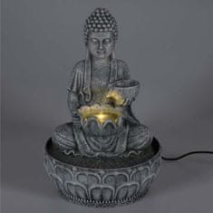 HOMESTYLING Fontána pokojová s LED osvětlením 29 cm Budha černá