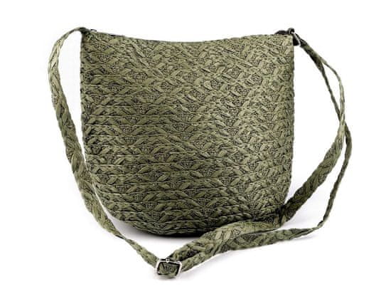 Kraftika 1ks zelená khaki kabelka z papírové slámy crossbody 23x30