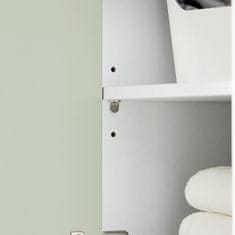 SoBuy SoBuy BZR137-GR Vysoká skříňka s rozkládacím pytlem na prádlo Koupelnová skříňka Úzká skříňka Koupelnový nábytek Bílo-zelená 31x167x30cm