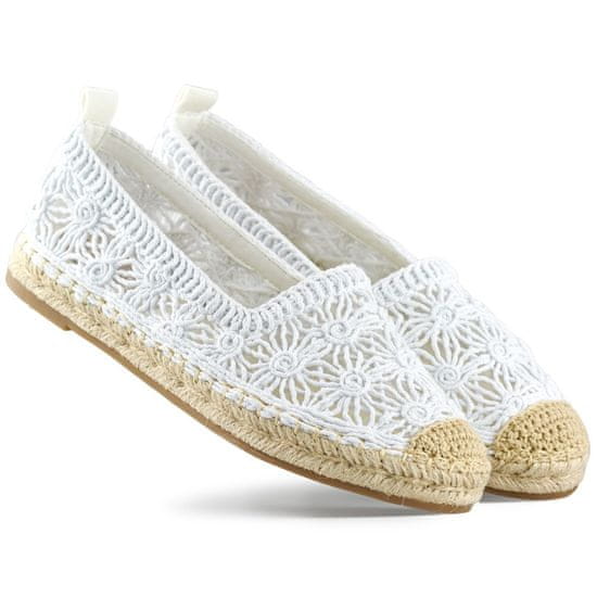 Dámské bílé krajkové espadrilky