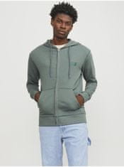 Jack&Jones Zelená pánská mikina na zip s kapucí Jack & Jones Faded XL