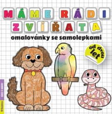 Máme rádi zvířata omalovánky se samolepkami