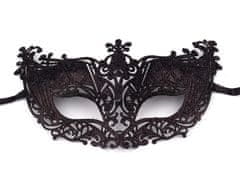 Karnevalová maska - škraboška s glitry - černá