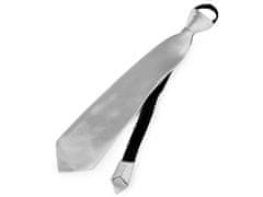 Saténová párty kravata jednobarevná - (31 cm) stříbrná