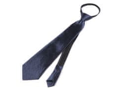 Saténová párty kravata jednobarevná - (31 cm) modrá tmavá