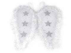 Andělská křídla s peřím a glitrovými hvězdami - bílá