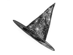 Karnevalový klobouk čarodějnický pavučina, lebka, netopýr - černá