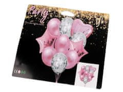 Nafukovací balónky s konfetami sada - růžová