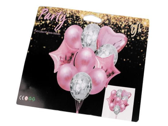 Nafukovací balónky s konfetami sada - růžová