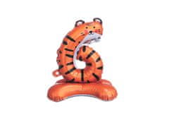 Narozeninové nafukovací číslice stojící - zvířátka - oranžová tygr